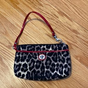 Coach Cheetah Print Red Mini Purse